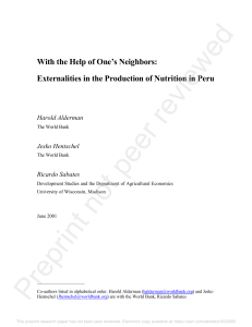 Nutrition Externalities in Peru: Education & Sanitation Impact