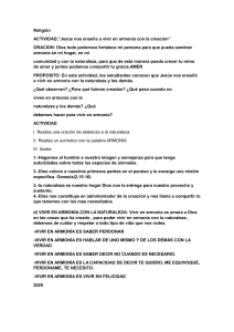 Armon&iacute;a con la Creaci&oacute;n: Hoja de Actividades Religiosa