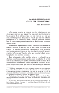 Adolescencia Hoy: &iquest;Fin del Desarrollo? Psicoan&aacute;lisis y Sociedad