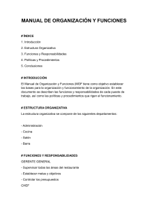 Manual de Organización y Funciones para Restaurante