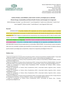 Cambio Clim&aacute;tico, Salud Mental y Sostenibilidad: Revisi&oacute;n