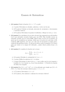 Examen de Matemáticas: Funciones, Derivadas y Polinomios