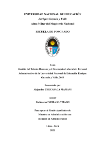 Gesti&oacute;n del Talento Humano y Desempe&ntilde;o Laboral - Tesis