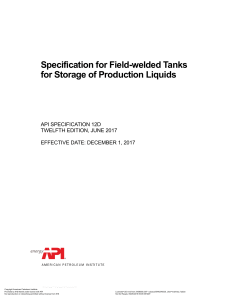 API 12D: Field-Welded Tank Specification for Production Liquids