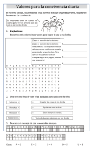 Valores para la Convivencia Diaria: Hoja de Trabajo