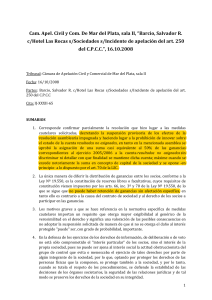 Resoluci&oacute;n Judicial: Barcio c/ Hotel Las Rocas - Sociedades