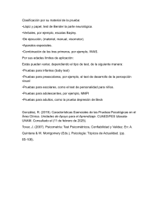 Clasificación de Pruebas Psicológicas: Material y Edad