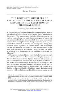 Modal Theory Footnote Quarrels: Medieval Music History