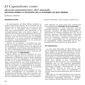 El Capitalismo y el Desencantamiento: Filosof&iacute;a de Weber