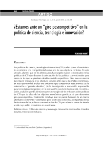 Giro Poscompetitivo en Pol&iacute;tica de Ciencia, Tecnolog&iacute;a e Innovaci&oacute;n