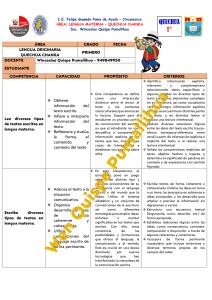 Plan de Clase Quechua Chanka - Primer Grado