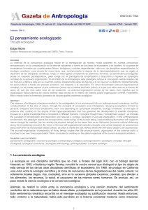 Pensamiento Ecologizado: Antropología y Conciencia Ecológica
