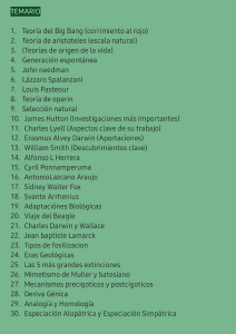 Temario de Biolog&iacute;a Evolutiva y Origen de la Vida