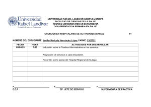 Cronograma de Actividades Hospitalarias - Enfermer&iacute;a