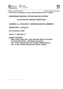 Ecolog&iacute;a 2: Plan de Estudios UNSE - Ecolog&iacute;a y Conservaci&oacute;n