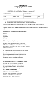 Control de Lectura: Bibiana y su mundo - 6° Básico