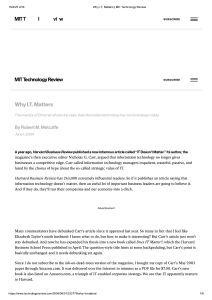 Why I.T. Matters: Impact of Information Technology