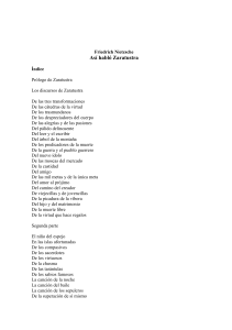 As&iacute; habl&oacute; Zaratustra: &Iacute;ndice del libro de Nietzsche