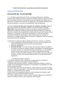 Taller Evaluaci&oacute;n de Candidatos: Informe y An&aacute;lisis