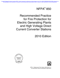 NFPA 850: Fire Protection for Electric Generating Plants
