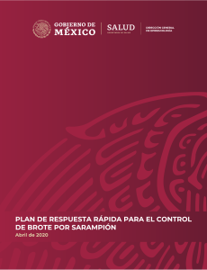 Plan de Respuesta R&aacute;pida para el Control de Brote por Sarampi&oacute;n