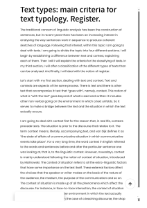 Text Typology: Criteria, Context, and Register
