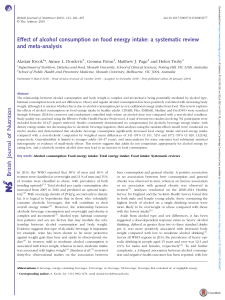 Alcohol & Food Energy Intake: A Systematic Review