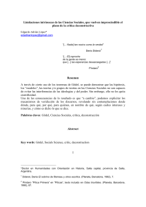 Ciencias Sociales, Gödel y Crítica Deconstructiva