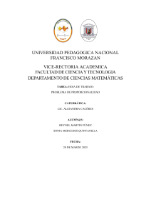 Hoja de Trabajo: Problemas de Proporcionalidad