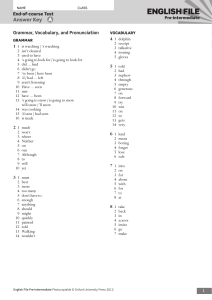 English File Pre-intermediate Test Answer Key
