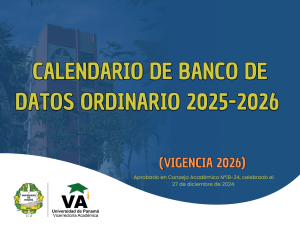 Calendario Banco de Datos Ordinario 2025-2026 Universidad de Panamá
