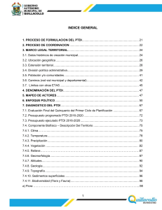 &Iacute;ndice PTDI Quillacollo: Planificaci&oacute;n Territorial