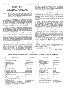 Plantas Tóxicas: Orden SCO/190/2004 España