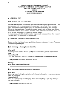 Microbes: Activities & Homework for English 100 Microbiology