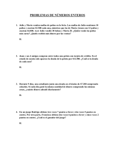 Problemas de Números Enteros: Ejercicios de Matemáticas