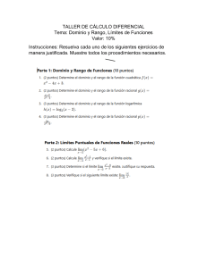 Taller de Cálculo Diferencial: Dominio, Rango y Límites