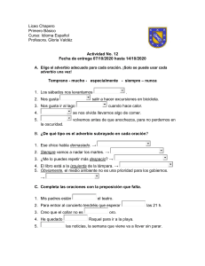 Ejercicios de Español: Adverbios y Preposiciones - Primero Básico