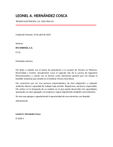 Carta de Presentación Técnico Electricista - Leonel Hernández