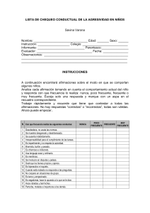 Lista de Chequeo Agresividad Infantil - Savina Varona