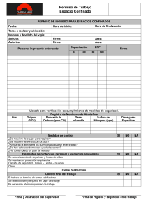 Permiso de Trabajo Espacios Confinados - Seguridad