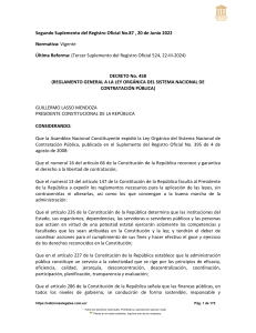 Reglamento Contrataci&oacute;n P&uacute;blica Ecuador