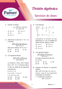 División Algebraica: Ejercicios de Clase