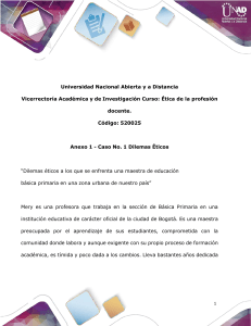 Dilemas &Eacute;ticos Docente: Caso Mery en Bogot&aacute;