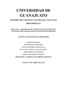Absorci&oacute;n de &Aacute;cido Acetilsalic&iacute;lico: Informe de Laboratorio