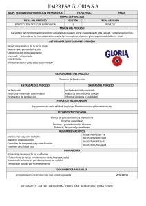 Ficha de Proceso: Producción de Leche Evaporada Gloria S.A.
