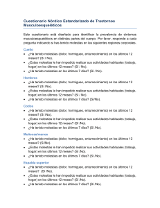 Cuestionario Nordico Estandarizado Preguntas