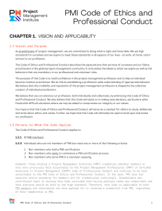 PMI Code of Ethics & Professional Conduct for Project Management