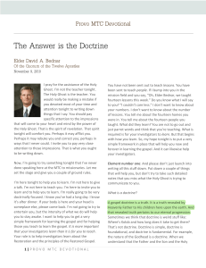 Gospel Doctrine: Understanding Principles and Applications