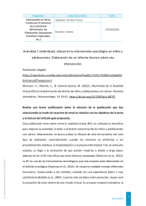 eSalud y RV en Psicología Infantil: Informe Técnico
