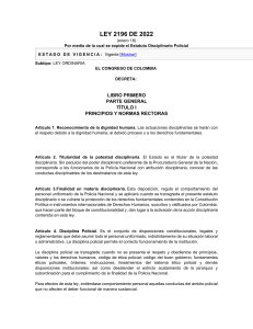 Ley 2196 de 2022: Estatuto Disciplinario Policial